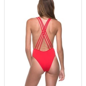Red Strappy One Piece