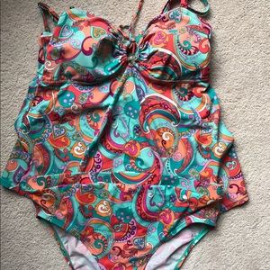 Motherhood Maternity Tankini Size Large Paisley