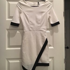 LuLu's brand white knit dress w/ navy detailing