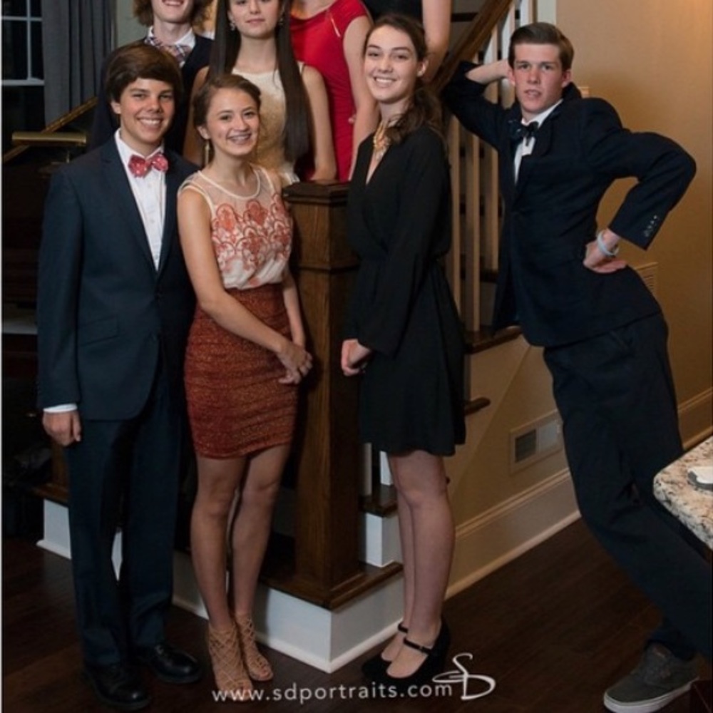 Black, long sleeve, chiffon dress