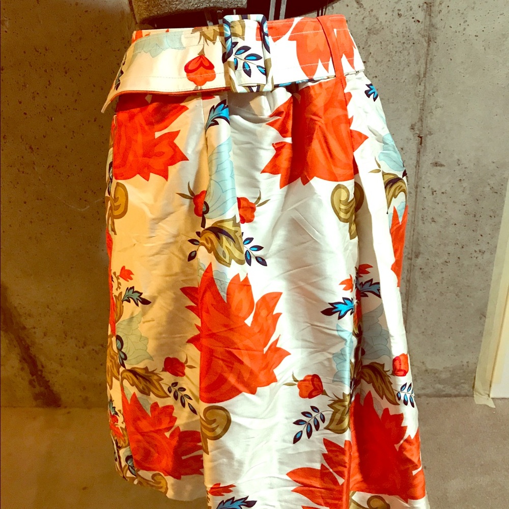 Floral silk skirt