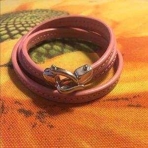Breast cancer pink triple leather bracelet