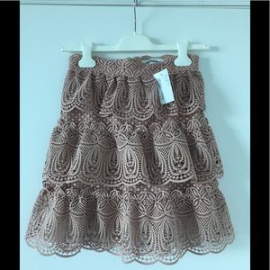 Self Portrait blush tiered lace skirt