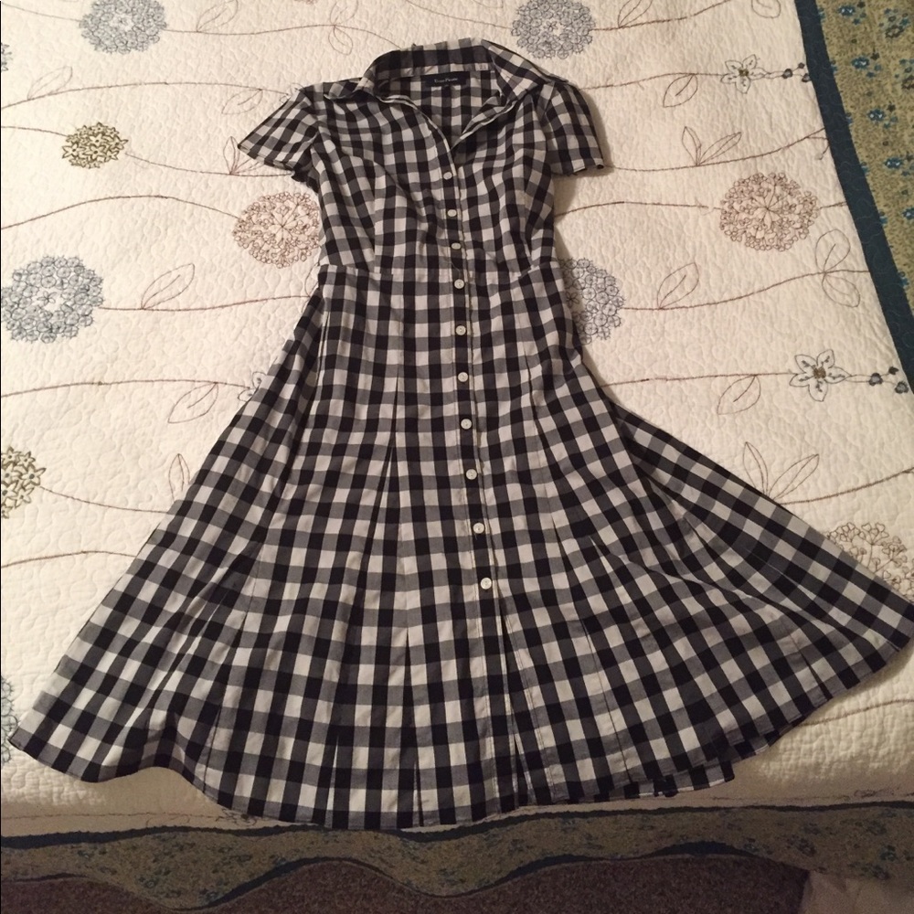 Black gray white gingham dress size 12 cute!