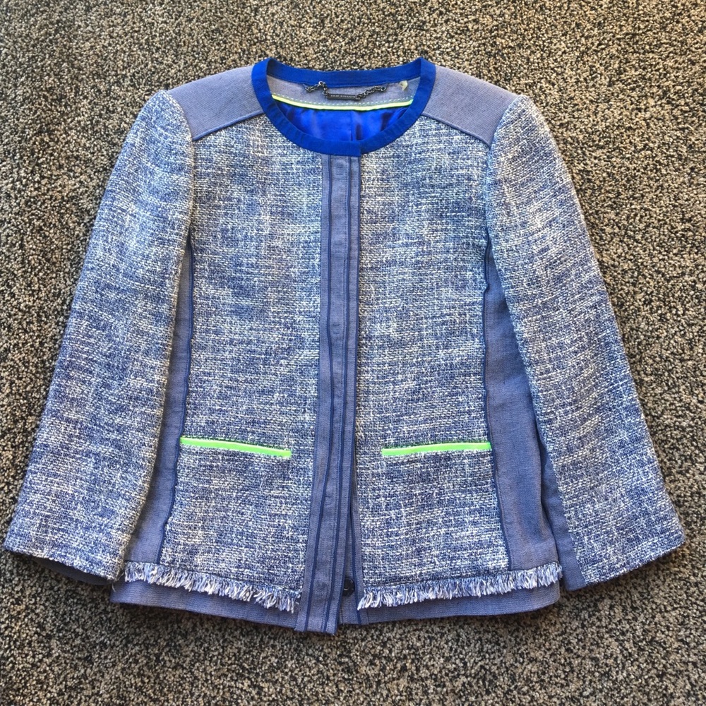 Elie Tahari 4 Tweed Jacket New Unworn Blue