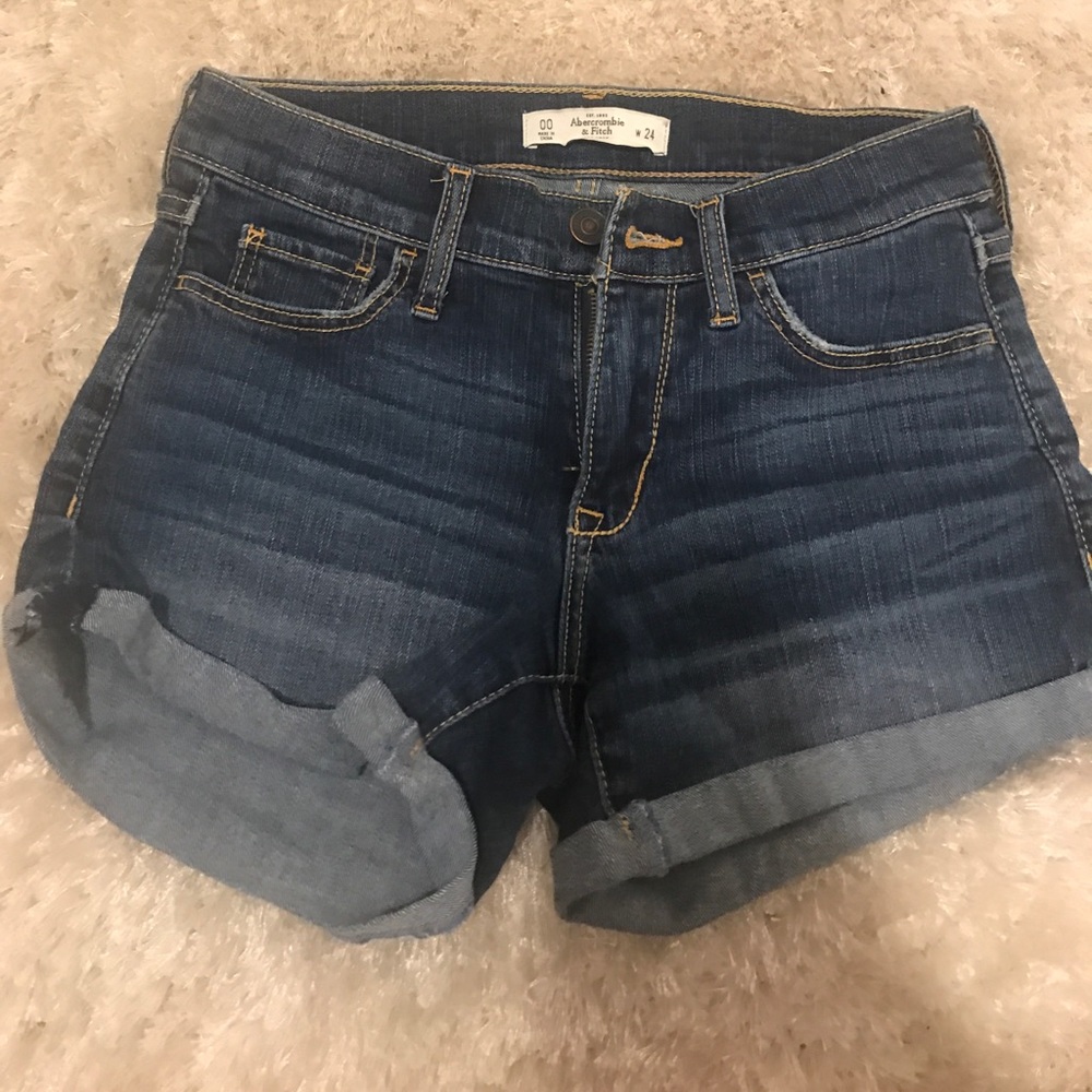 Dark wash hi rise denim shorts
