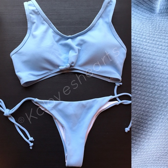 Light Blue Ribbed Bikini - Picture 4 of 4