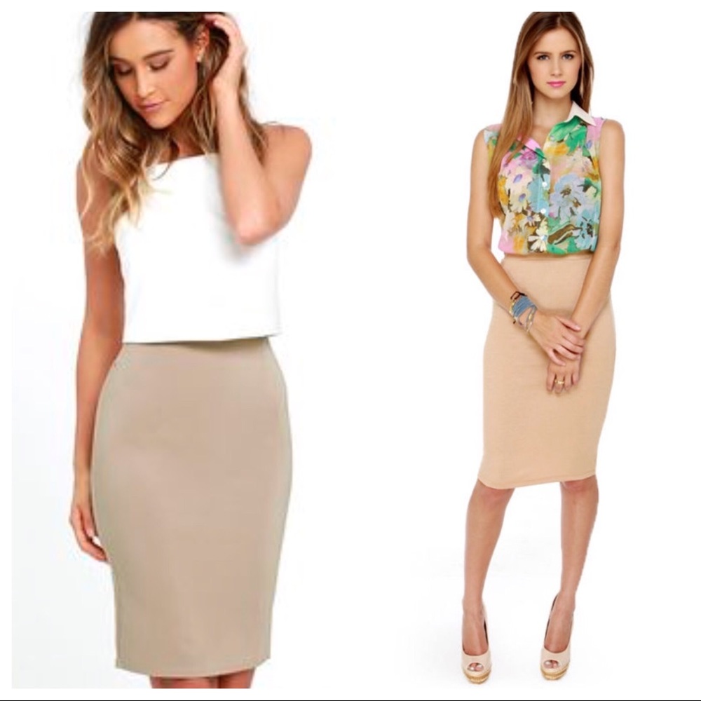 Elie Tahari Nude / Beige Pencil Skirt