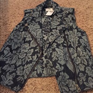 Floral jean vest