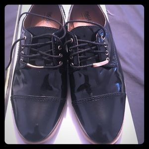 Patent leather oxfords