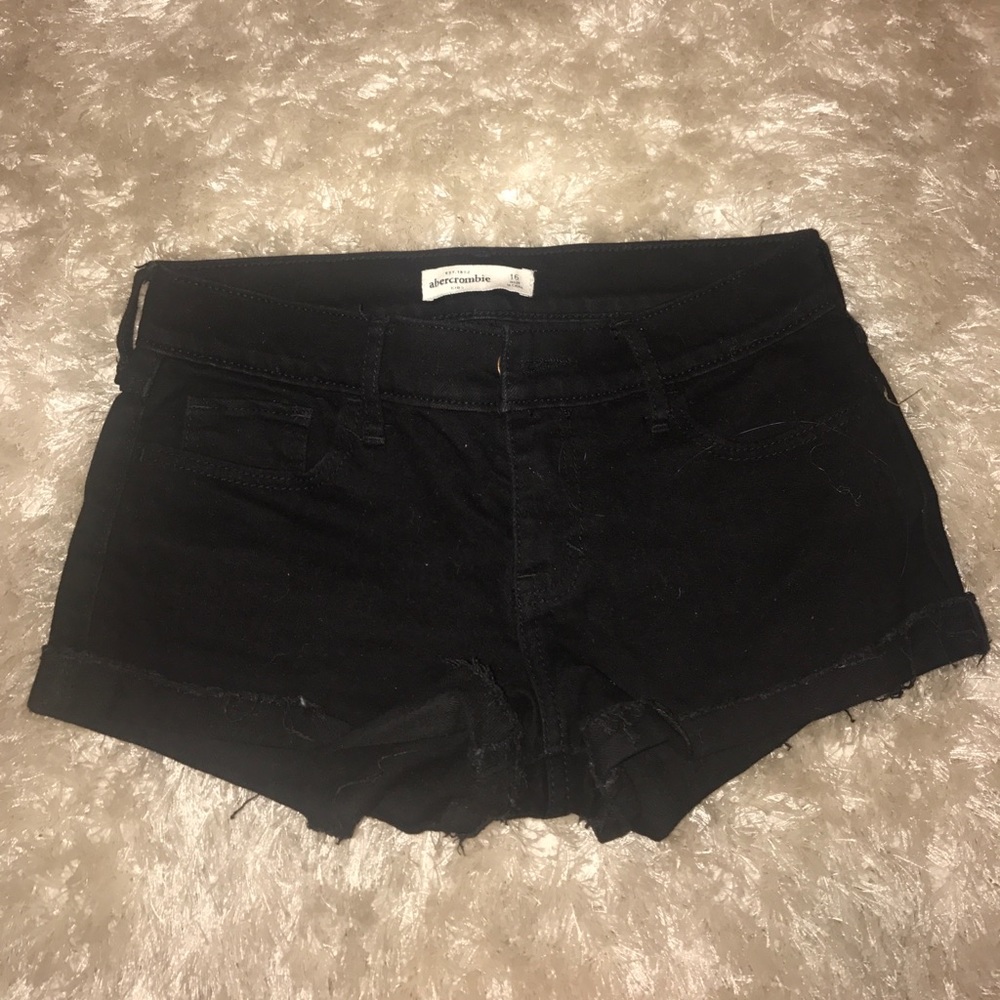 Black denim shorts