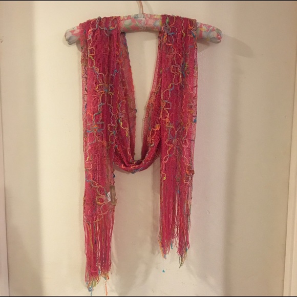 Fishnet Floral Embossed Scarf - Picture 1 of 5