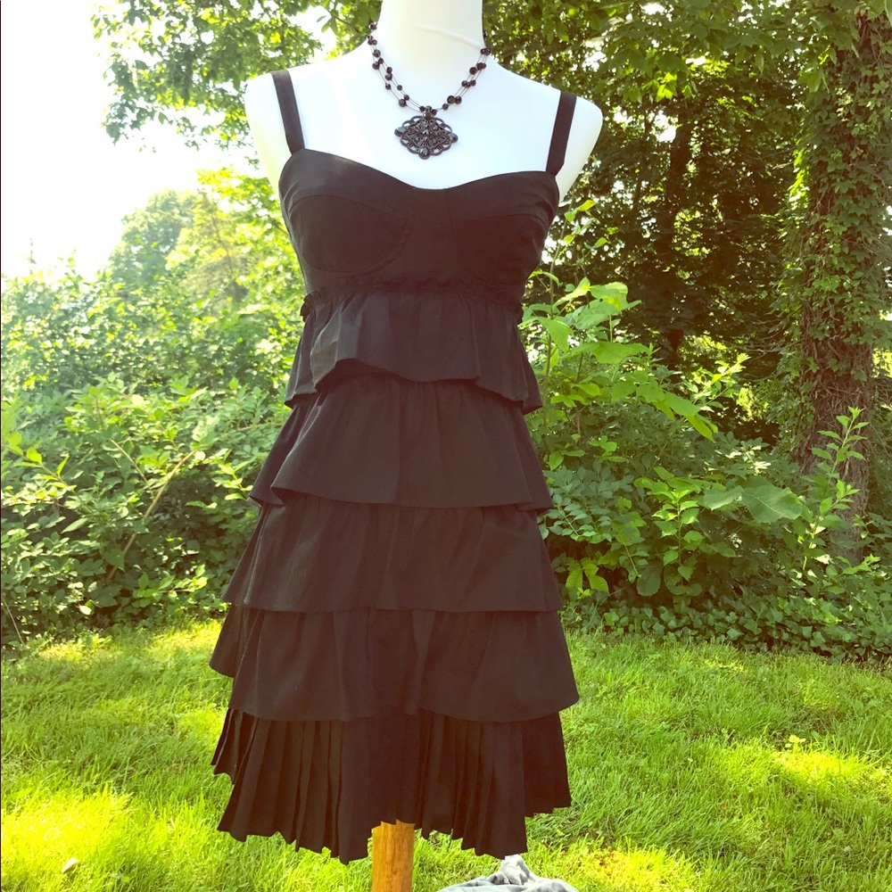 Nanette Lepore Anthropologie Black Bra-Top Dress 0