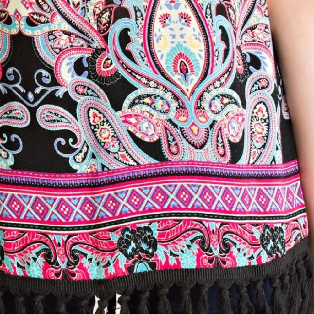 Baroque Border Print Tunic with Fringe Hem - Picture 4 of 4