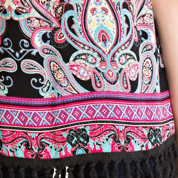 Baroque Border Print Tunic with Fringe Hem - Picture 4 of 4