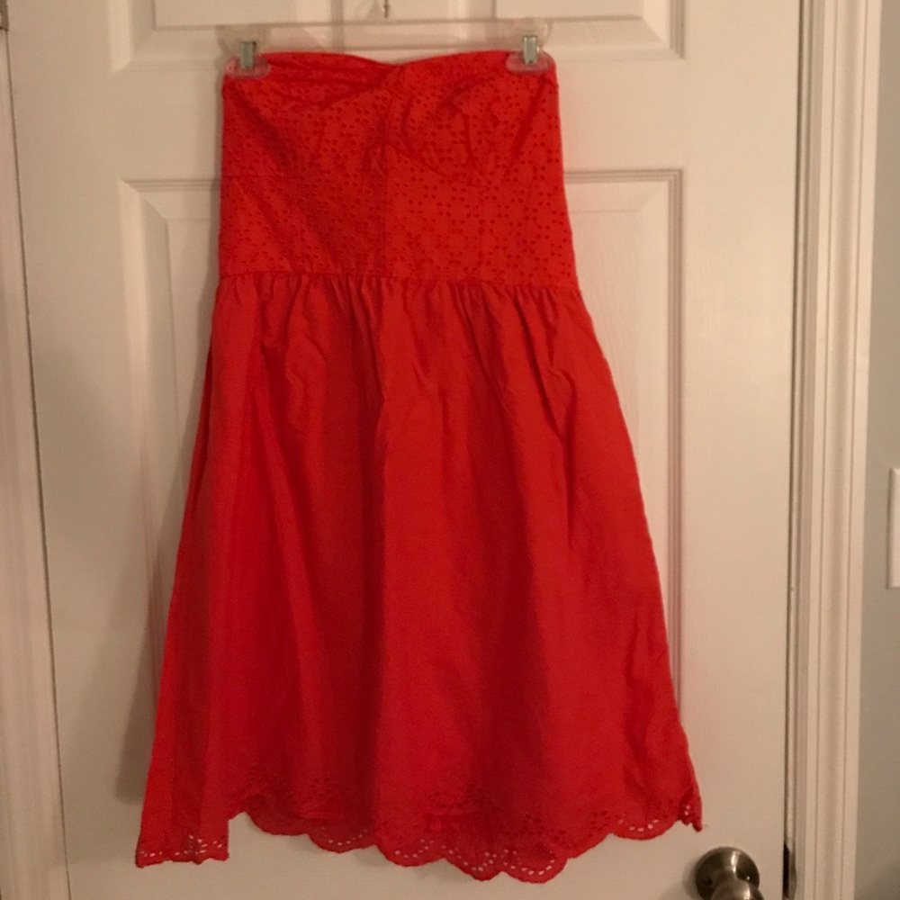 Orange strapless dress