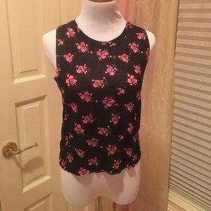 NEW tank top! black with floral pattern!