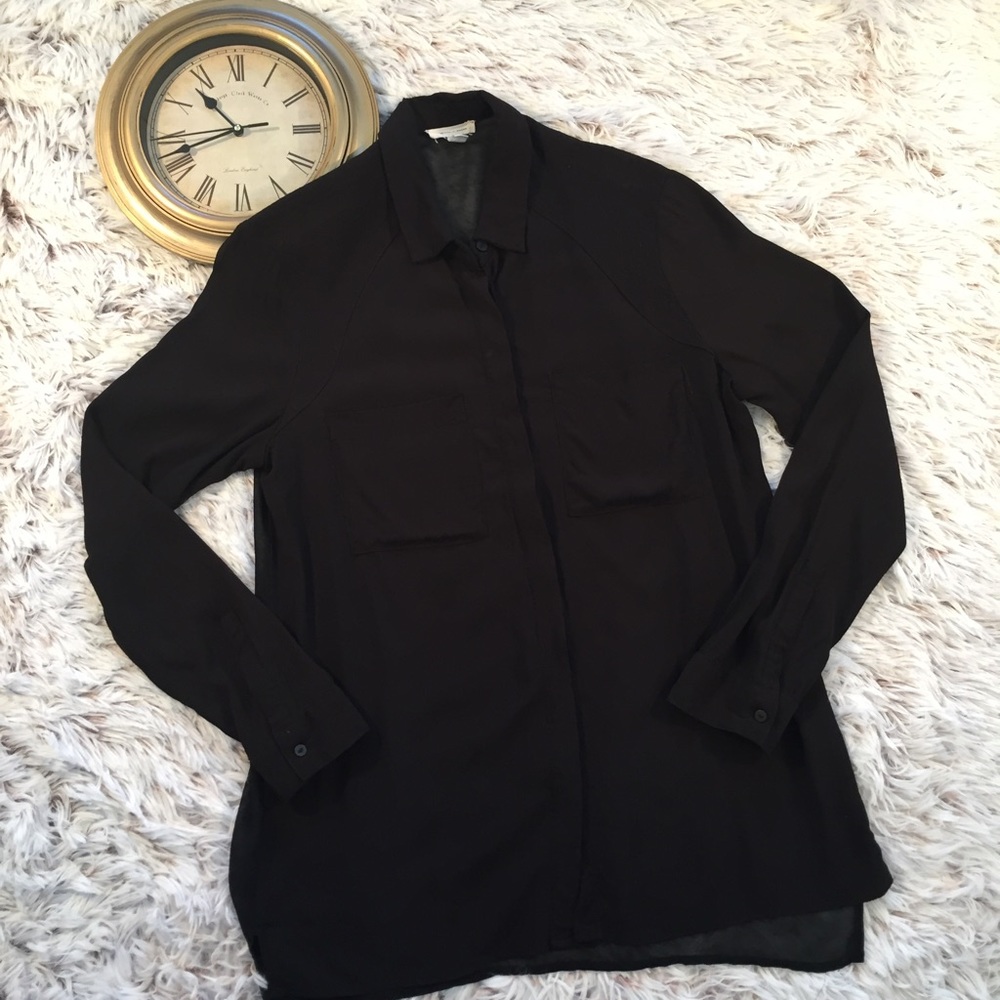 SILENCE + NOISE Black Button Up Shirt Medium