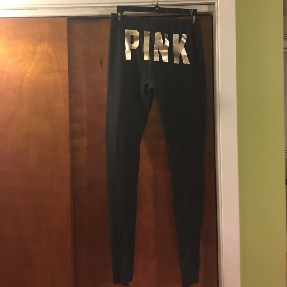 PINK Metallic Lettered Leggings