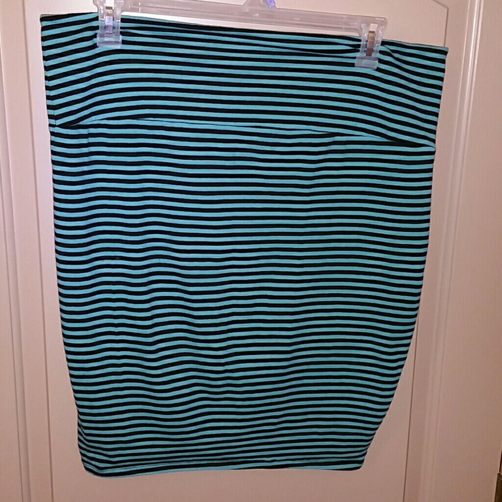 Torrid Striped Foldover Midi Skirt teal & black