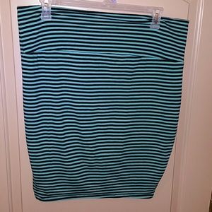 Torrid Striped Foldover Midi Skirt teal & black