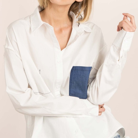 Raw Seams White Button Down Shirt - Picture 4 of 7