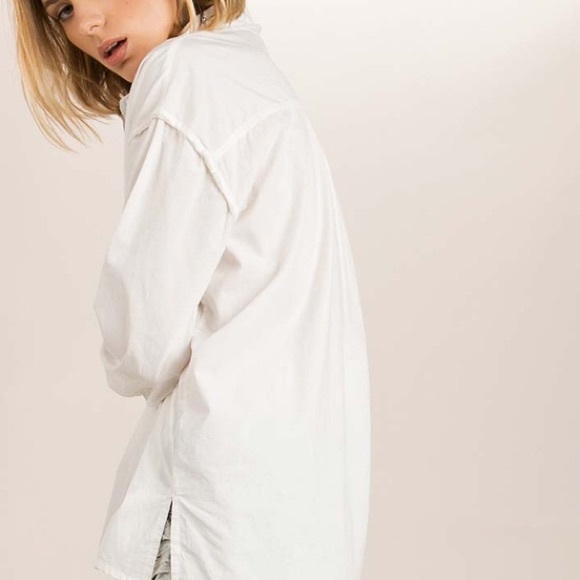 Raw Seams White Button Down Shirt - Picture 5 of 7