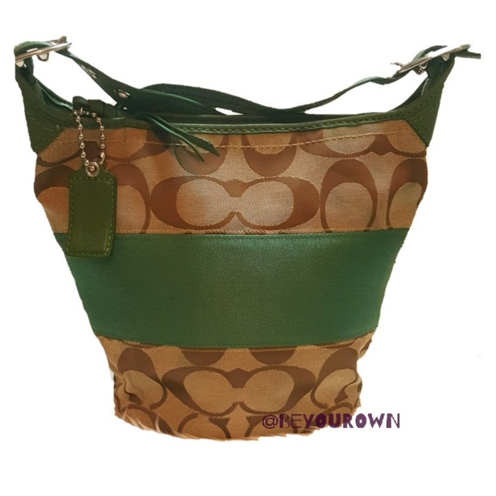 COACH authentic rugby stripe bucket crossbody bag