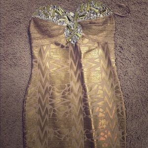 Top Glam Boutique Gold Cocktail Dress