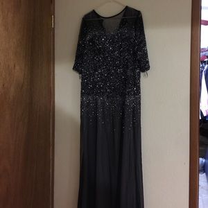 Navy blue sequence dress.