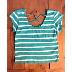 Turquoise striped top