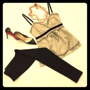 Black & Neutral Silk Top from The Limited Size XS