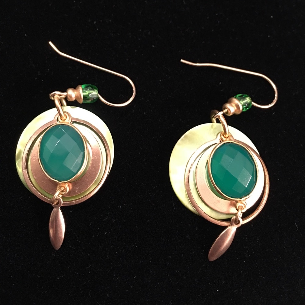GOLD AND GREEN EARRINGS