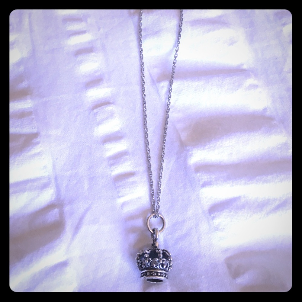 Pure Silver Necklace with Crown Pendant