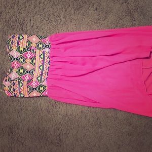 Tribal Hot Pink High Low Boutique Dress