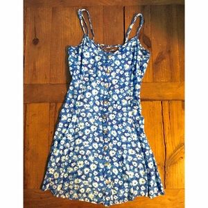Blue and white floral sun dress