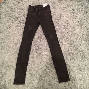 ZARA Woman black distressed skinny jeans
