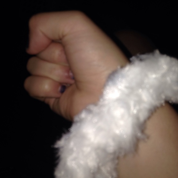 Fuzzy Black Scrunchie, Fuzzy White Scrunchie - Picture 2 of 4