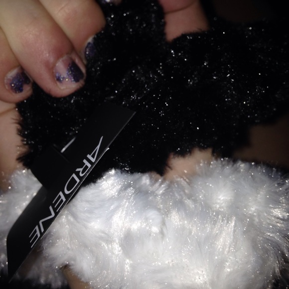 Fuzzy Black Scrunchie, Fuzzy White Scrunchie - Picture 3 of 4