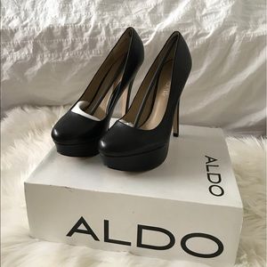 Aldo black genuine leather heels