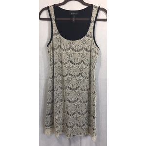 INC cream crochet sleeveless dress size L