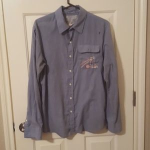 Cat Embroidered Button Down