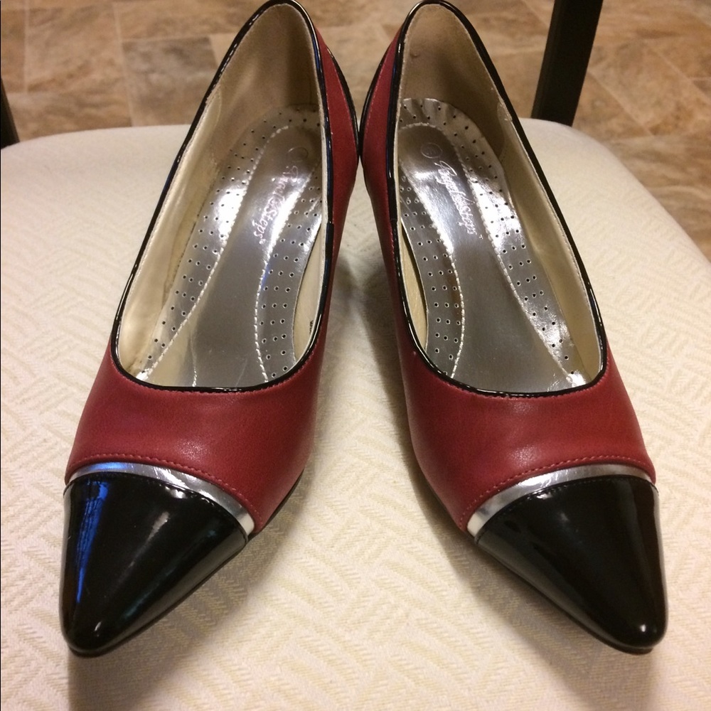 Red black and silver heels