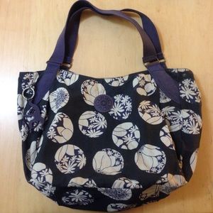 Kipling purple floral print shoulder gym bag tote