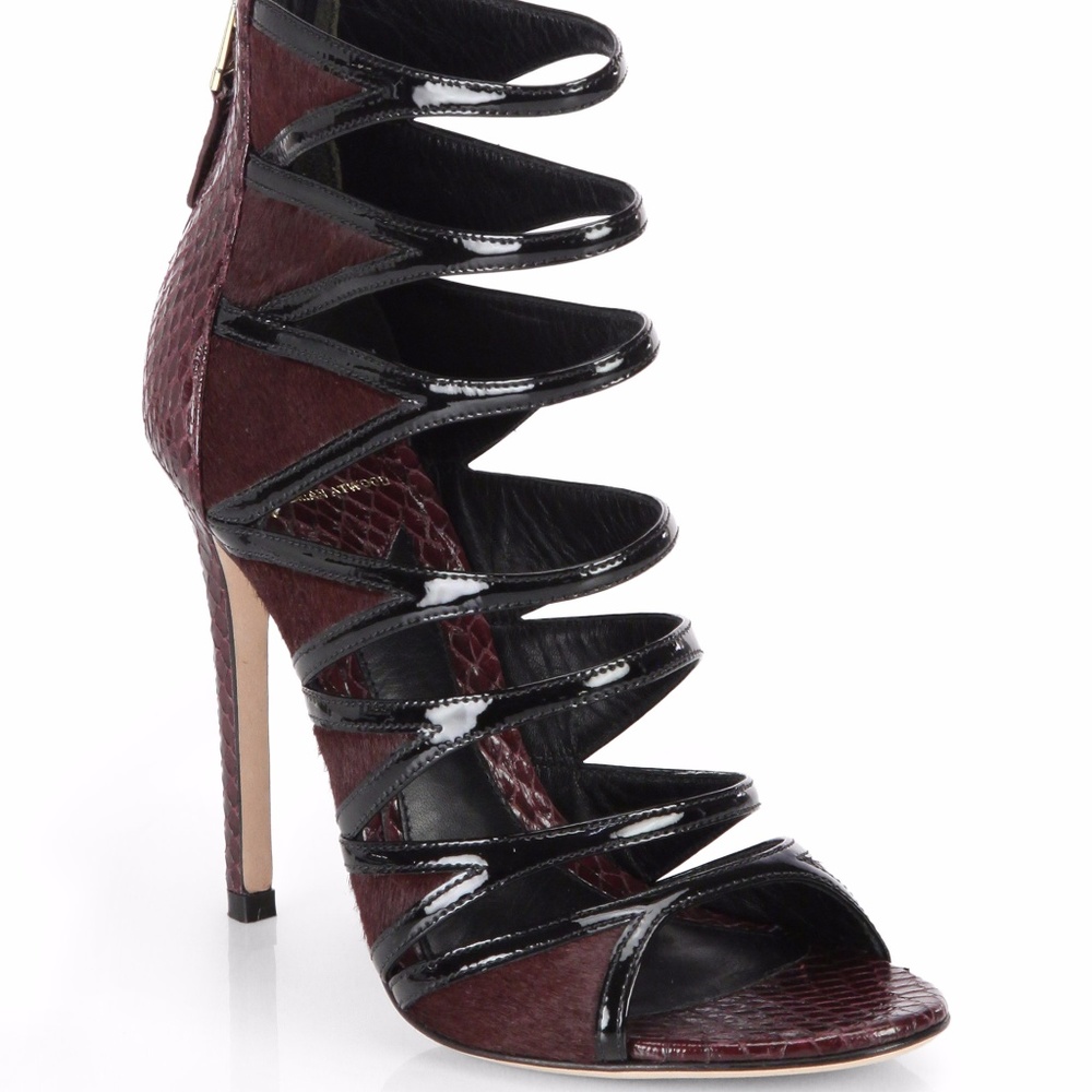 B Brian Atwood Caged Mixed-Media Sandals