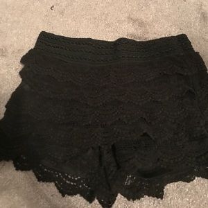 black crochet shorts