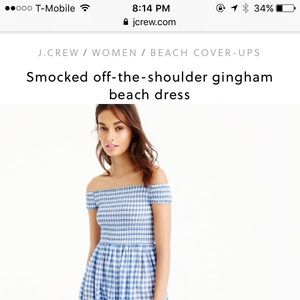 NWT Smocked Off-The-Shoulder Gingham Beach Dress