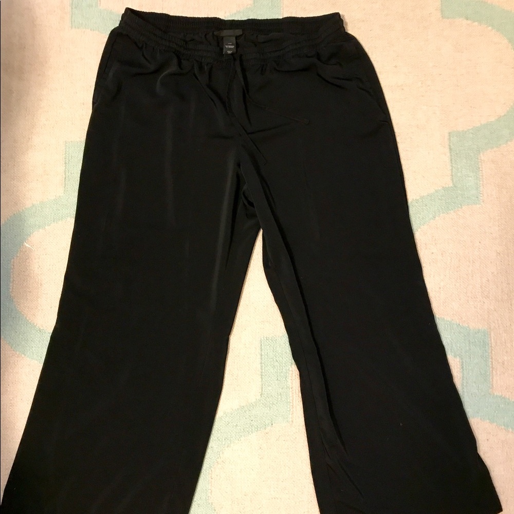Drawstring wide leg dress pants with side pockets