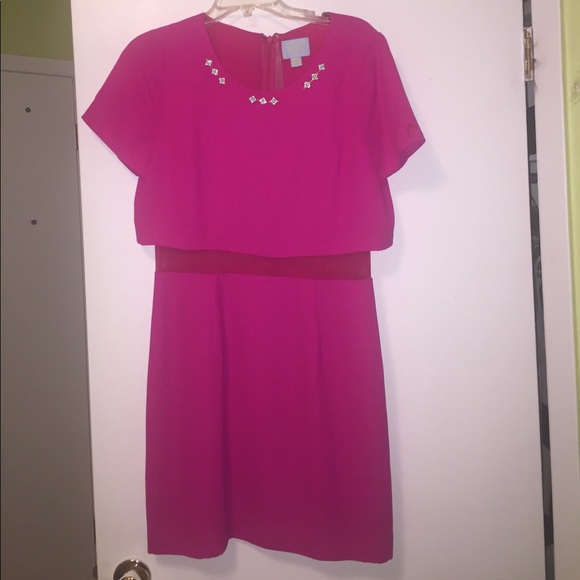 Fuchsia cocktail dress with mesh insert - Picture 1 of 7