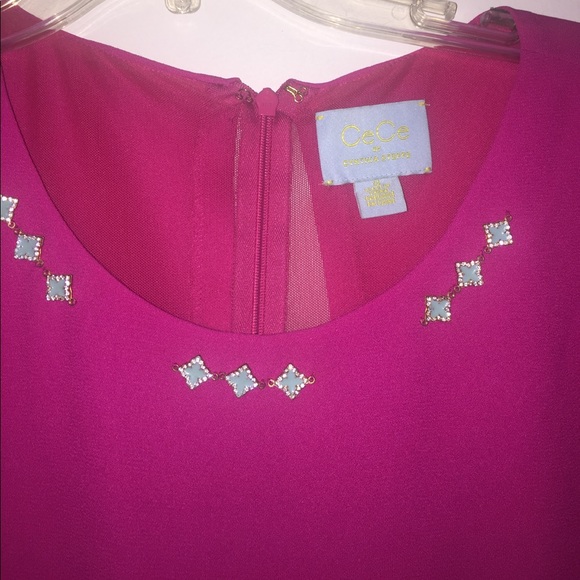 Fuchsia cocktail dress with mesh insert - Picture 3 of 7